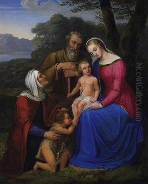 The Holy Family With St. Anne And The Boy John Oil Painting by Sophie Reinhard