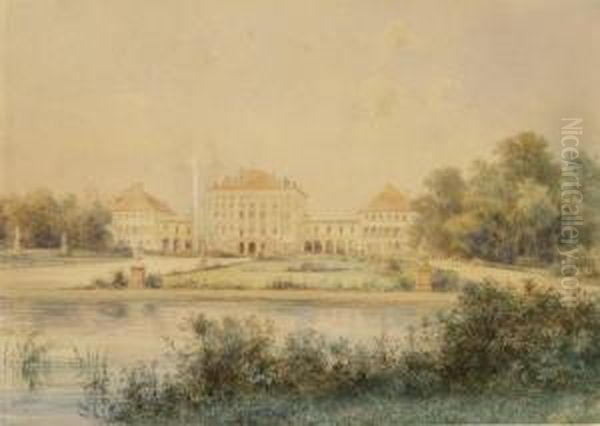 Blick Auf Schloss Nymphenburg Oil Painting by Friedrich August Reinhardt