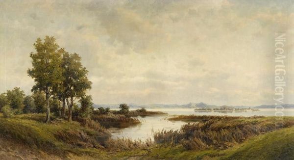 Ansicht Vom Chiemsee. Oil Painting by Friedrich August Reinhardt