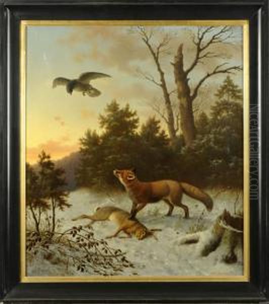 Renard, Lapin Et Aigle Oil Painting by Wilhelm Reinhardt