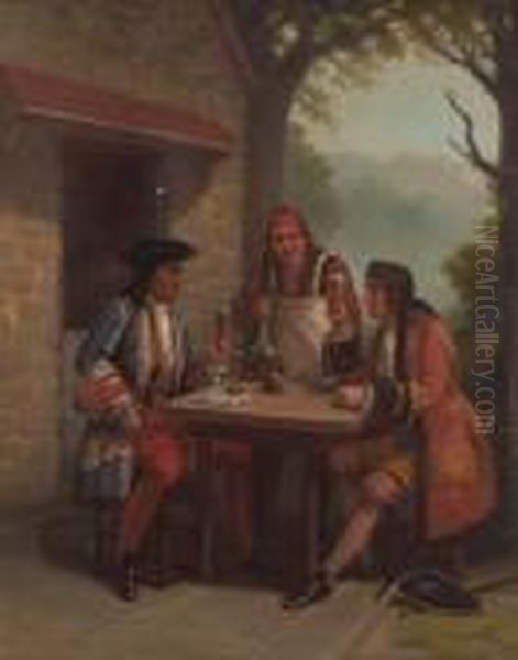 Gentlemen Raising Their Glasses Oil Painting by Benjamin Franklin Reinhart