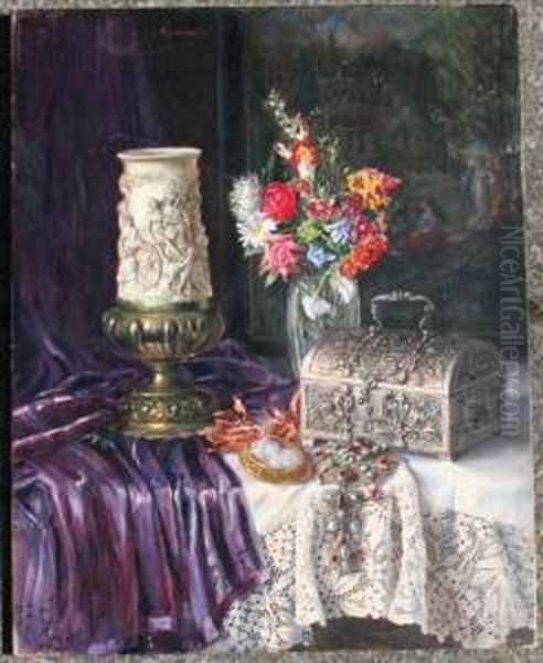 Still Life Of A Casket Oil Painting by Lorenz Reinhart