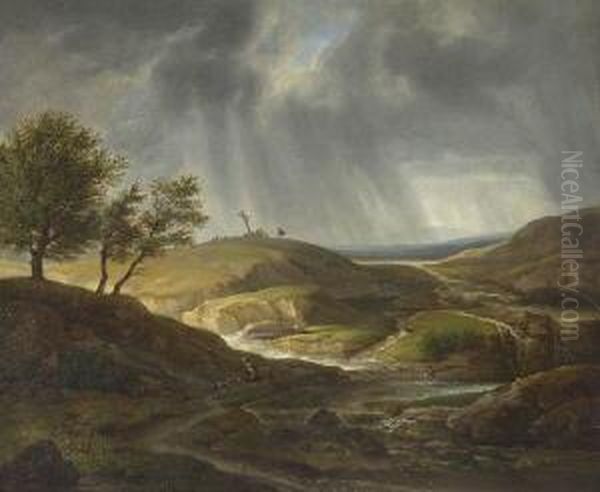 Sturmbewegte Landschaft. Oil Painting by Friedrich Philipp Reinhold