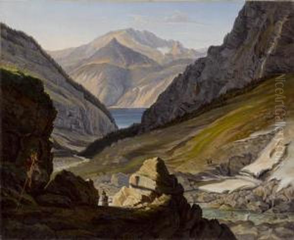 Landschaft Im Salzkammergut Oil Painting by Gustav Reinhold