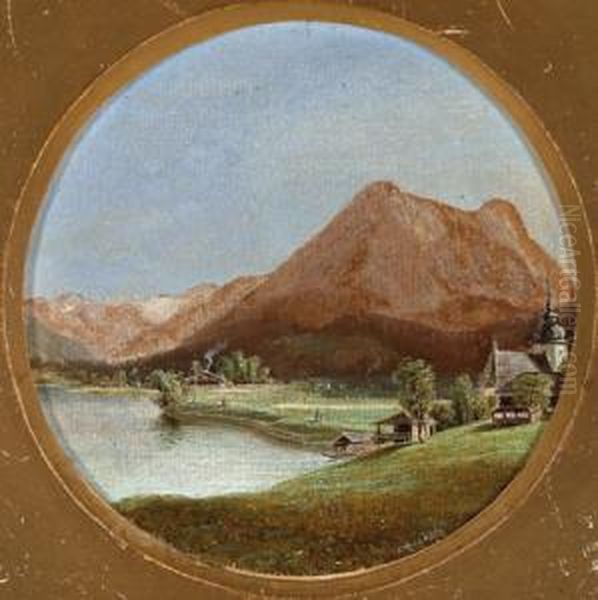 Motiv Aus Bad Aussee Mit Dem Dachstein Oil Painting by Gustav Reinhold