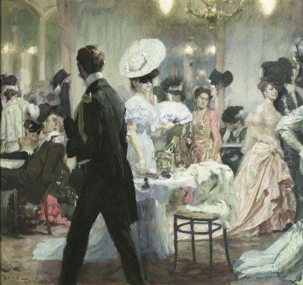 Beim Maskenball Oil Painting by Rene Reinicke