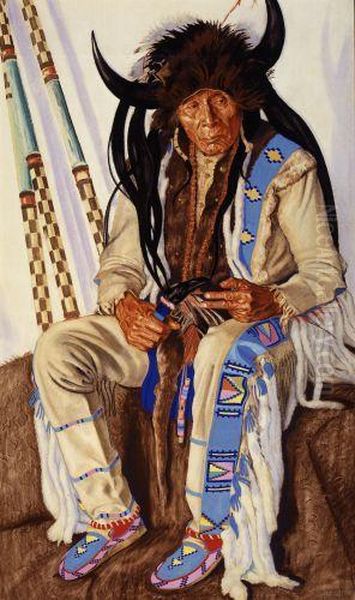 Chief Medicine Boss Ribs, Blackfeet Medicine Man Oil Painting by Winold Reiss