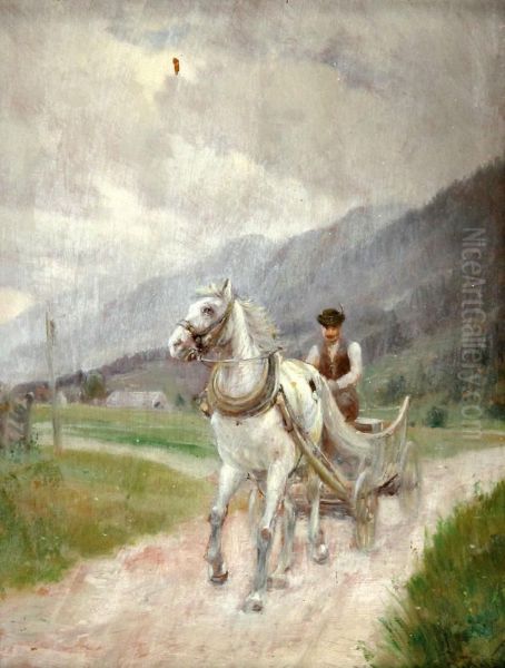 Horse And Rider Oil Painting by Hermann Reisz