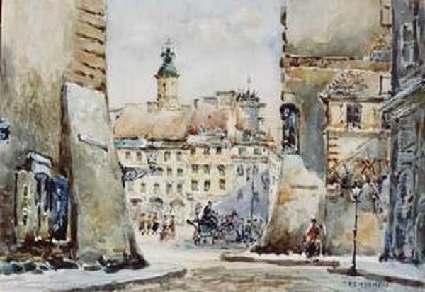 Stare Miasto W Warszawie Oil Painting by Jan Rembowski