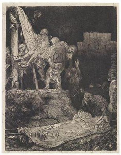 Die Kreuzabnahme Bei Fackelschein Oil Painting by Rembrandt Van Rijn