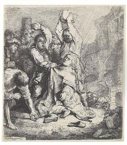 Die Steinigung Des Hl. Stephanus Oil Painting by Rembrandt Van Rijn