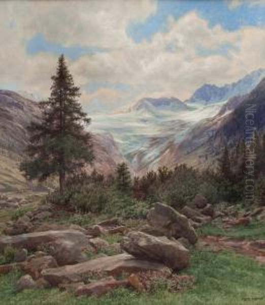 Der Schlegeisgrund Oil Painting by Ferdinand Remp