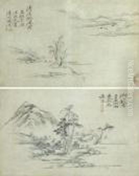 Landscape After An Ancient Master Oil Painting by Hong Ren