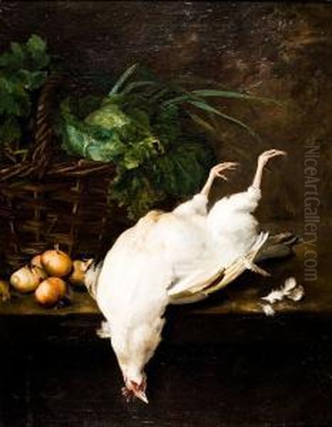 Nature Morte A La Poule Blanche Oil Painting by Camille Renard