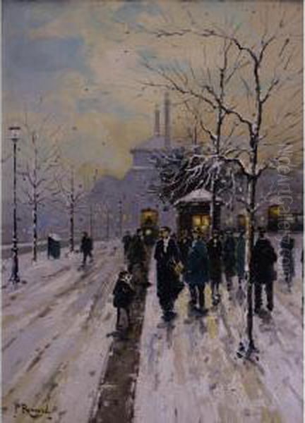 Winter In Paris Oil Painting by Paul Renard