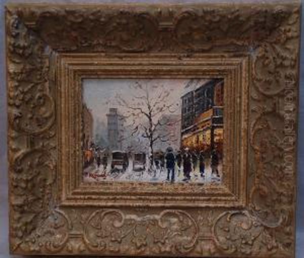 Paris Street Scene Oil Painting by Paul Renard