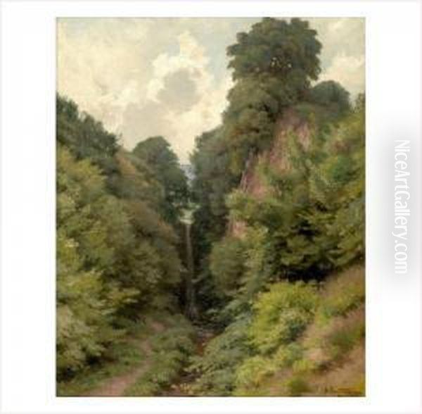 La Cascade De Rossignol A Grasse (alpes Maritimes) Oil Painting by Alfred Renaudin