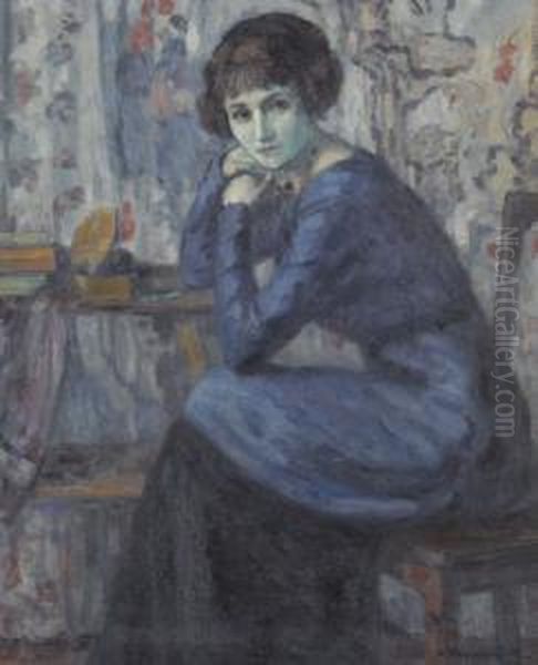 Dame En Bleu Oil Painting by Paul Renaudot