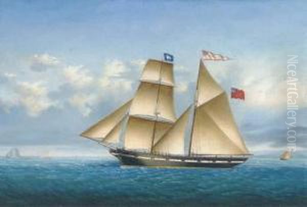 The Brigantine Favourite Under Full Sail Off Ailsa Craig Oil Painting by Luigi P. Renault