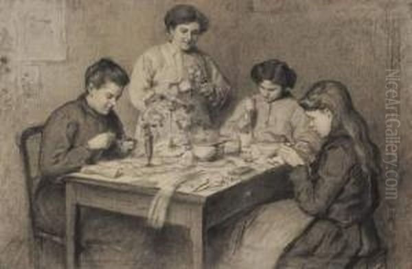 Femmes Autour D'une Table Oil Painting by Maurice Renders