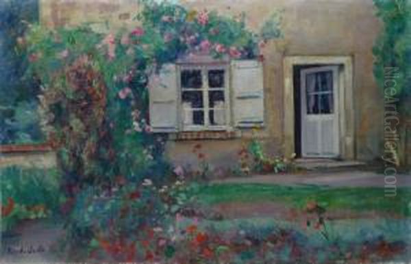 Maison Au Rosier Grimpant Oil Painting by Rene Camille Juste Rene-Just