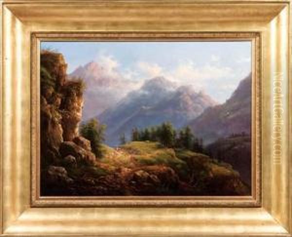 Paesaggio Delle Alpi(valle Sasna) Oil Painting by Giovanni Renica