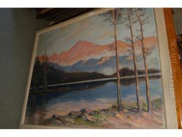 Mountain
Lake Scene Oil Painting by William Renison