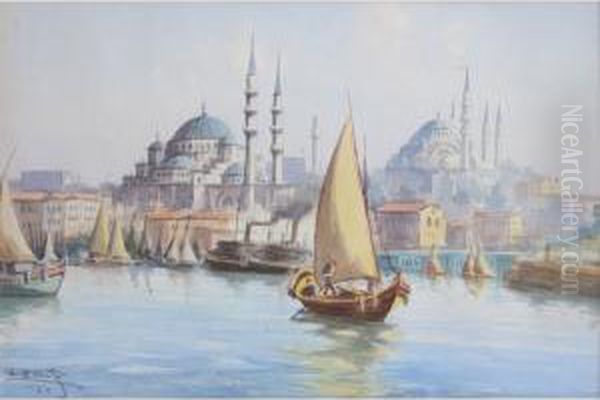 Eminonu/istanbul Oil Painting by Serif Renkgorur