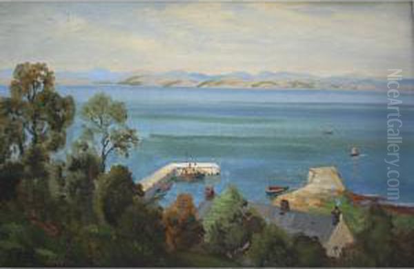 Corrie, Arran, Looking To Bute Oil Painting by George Melvin Rennie