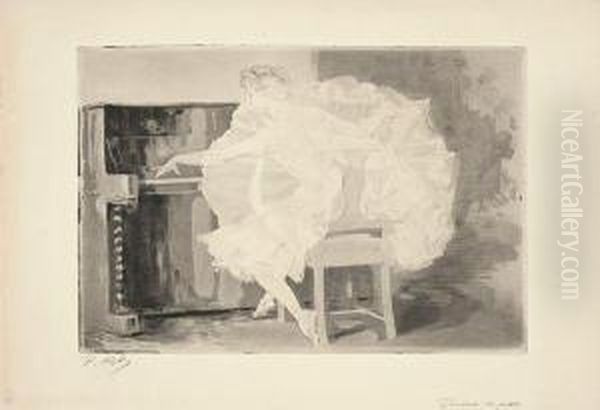 Danseuse Au Piano Oil Painting by Paul Renouard