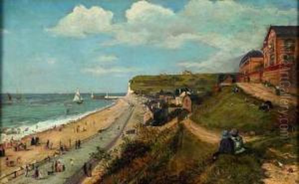 La Plage Vers Dieppe Oil Painting by Emile Renouf