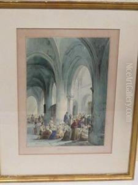 Interieur D'eglise Oil Painting by Charles Caius Renoux