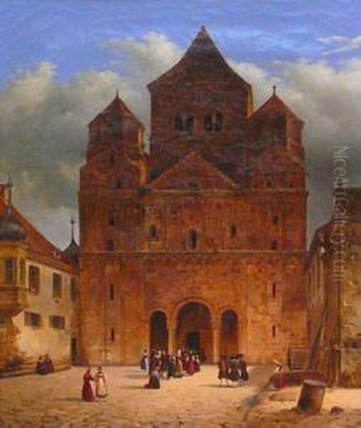  Eglise Romane En Bourgogne  Oil Painting by Charles Caius Renoux