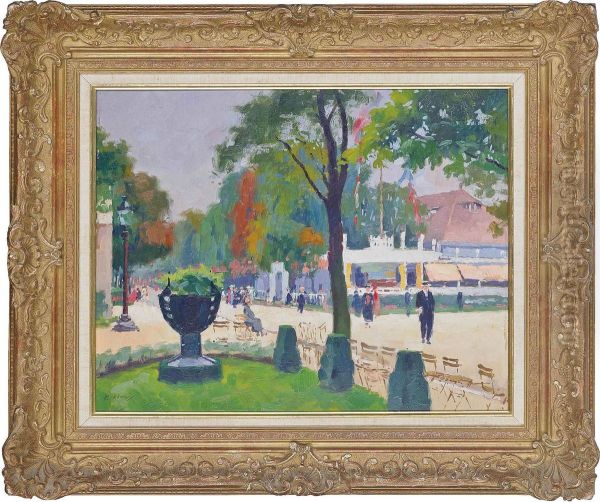 Exposition Des Arts Decoratifs, Cours La Reine, Paris Oil Painting by Jules Ernest Renoux