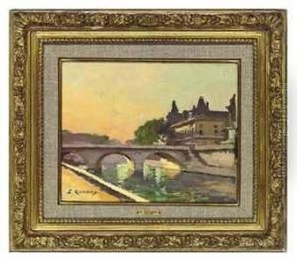 Le Pont St. Michel, Paris Oil Painting by Jules Ernest Renoux