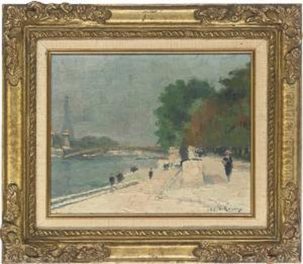 Le Pont Alexandre Oil Painting by Jules Ernest Renoux