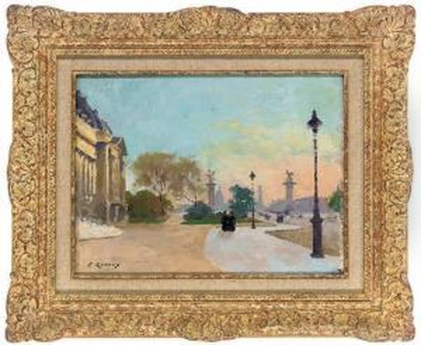 Avenue Alexandre Iii, Paris Oil Painting by Jules Ernest Renoux