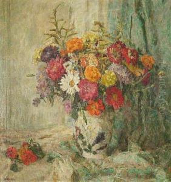 A Bouquet Of Summer Flowers Oil Painting by Fritz Ernst Rentsch