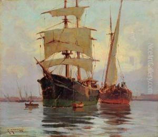 Porto Di Livorno Oil Painting by Renuccio Renucci