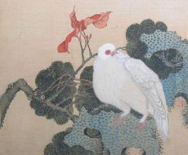 Dove On Rockwork Oil Painting by Huichang Renxiong