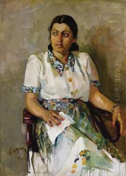 Portrait Of Woman Oil Painting by Yuri Ilich Repin