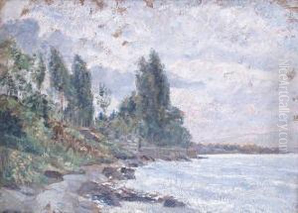 Bord De Lac A Thonon Oil Painting by Joseph Rerolle