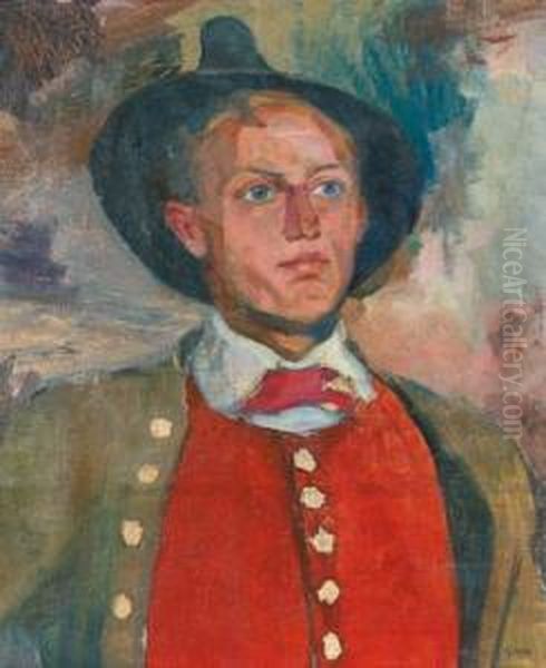 Junger Karntner In Tracht Oil Painting by Leopold Resch