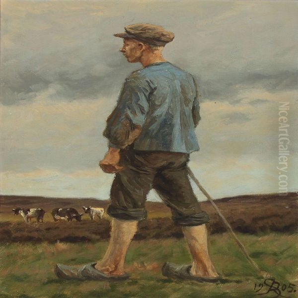 Peasant Boy. Oil Painting by Johannes Resen-Steenstrup