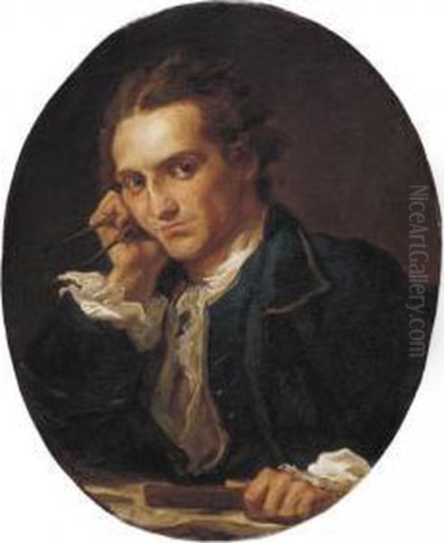 Portrait Of A Man, Said To Be Jacques Germain Soufflot Oil Painting by Jean Bernard Restout