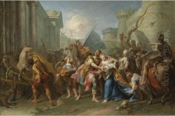 Hector Taking Leave Of Andromache Oil Painting by Jean II Restout