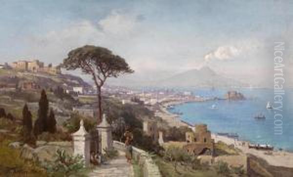 View Of The Bay Of Naples Oil Painting by Karl Lorenz Rettich