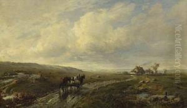 Weite Landschaft Mit Gehoft Oil Painting by Karl Lorenz Rettich