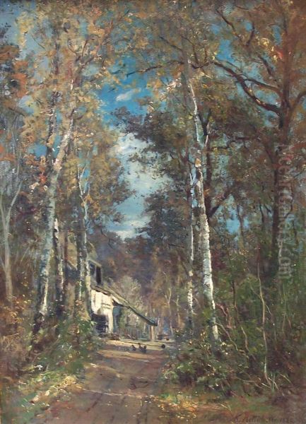 Birken Gesaumter Weg Oil Painting by Karl Lorenz Rettich