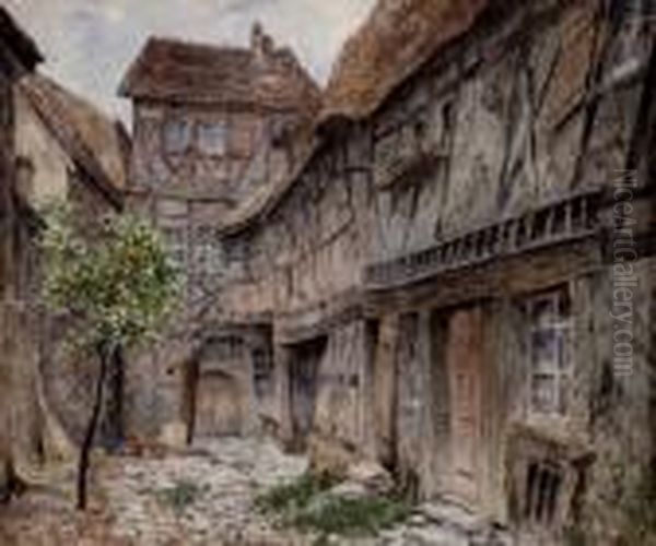 Innenhof In Rothenburg Ob Der Tauber Oil Painting by Heinrich Rettig